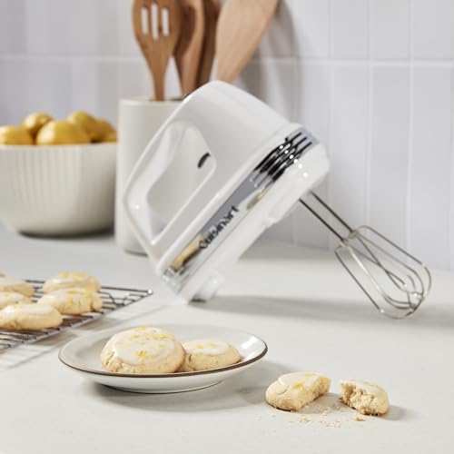 Cuisinart HM-90S Handheld Mixer White for Kitchen Use Multi-Speed Mixing Storage Case Included