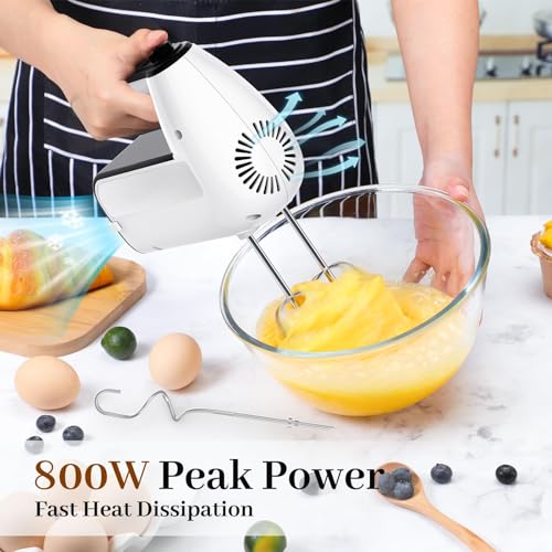 5-Speed Electric Hand Mixer for Baking and Cooking - White
| 800W 5-Speed Handheld Mixer with Turbo - White
| Kitchen H