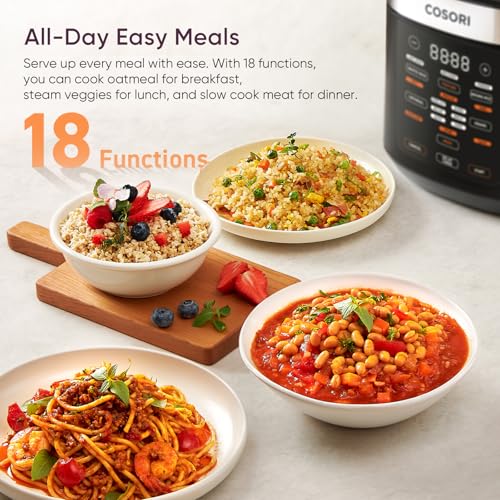 COSORI 10 Cup Rice Cooker with 24h Keep Warm, Sauté and Slow Cooker Functions, Black